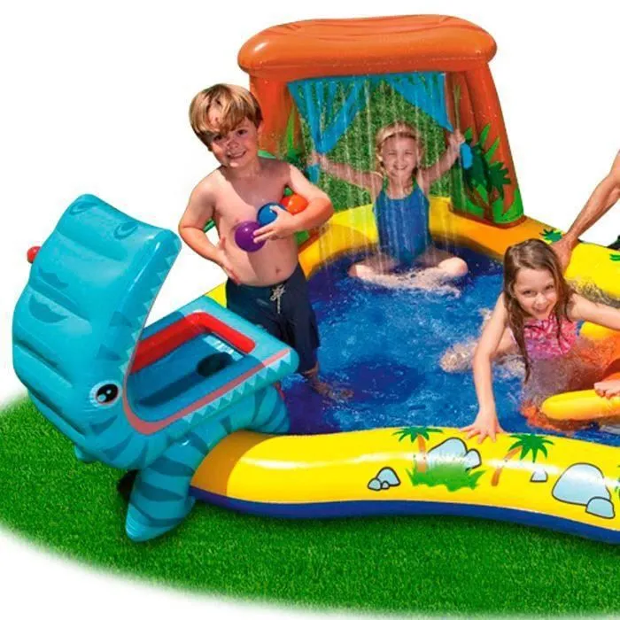 INTEX Piscine gonflable Enfant - Aire De Jeux aquatique Dinosaure 249 x 191 x 109 cm-1