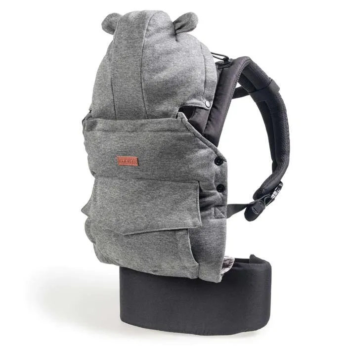 MAÏKA Porte-bébé cocooning gris, avec capuche, naissance à 15 kg, tissu chaud-0