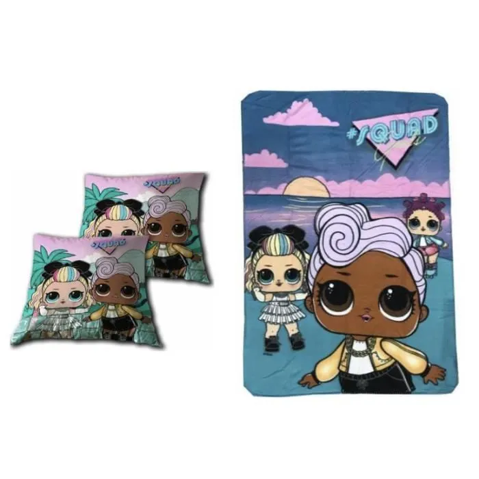 LOL Surprise - Ensemble Plaid 100 x 140 cm + Coussin 35 x 35 cm.-0