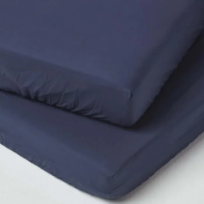 Draps housse - Non spécifié - 70x140 cm - Coton égyptien - Hypoallergénique - Bleu marine-0