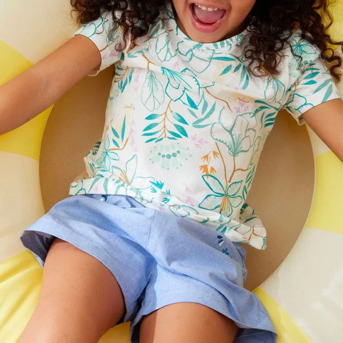 Short bébé - Océan d'amour - Bleu - 100% coton - Taille élastiquée - Fille-3