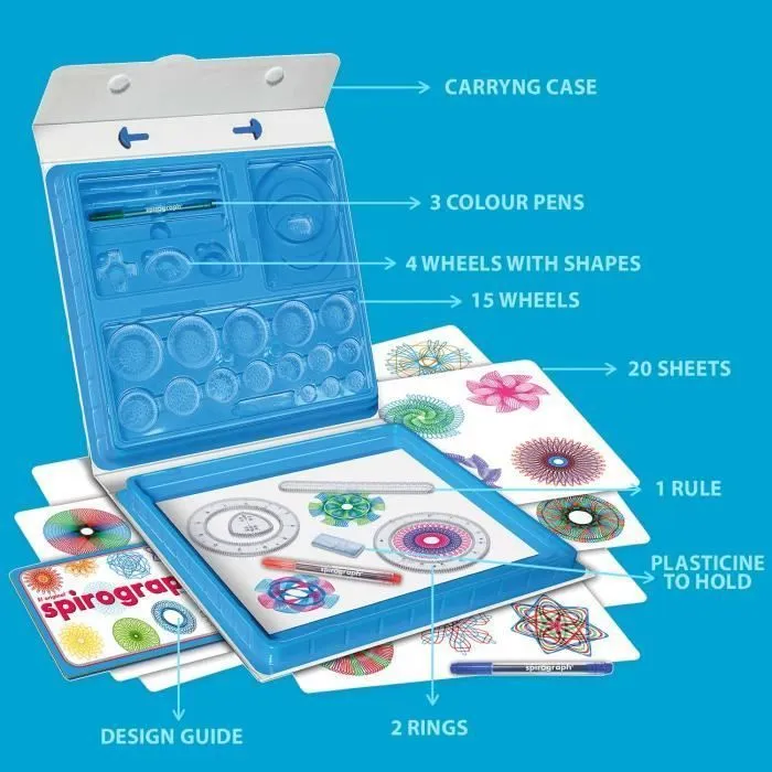 Kit de dessin Spirograph Deluxe Set - 45 pièces - WORLDBRANDS - 8 ans et plus - Multicolore-1