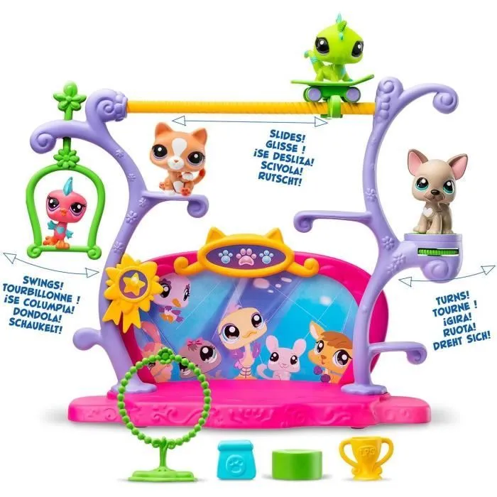 BANDAI - Littlest Pet Shop - Coffret Pets Got Talent - Ensemble de jeu avec 2 animaux, décor et accessoires - BF00558-2