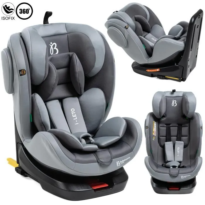 BEBELISSIMO - Siège auto Isofix - pivotant 360 ° - 40-150cm - 0-36kg - i-size - Leto - gris - protections latérales-0