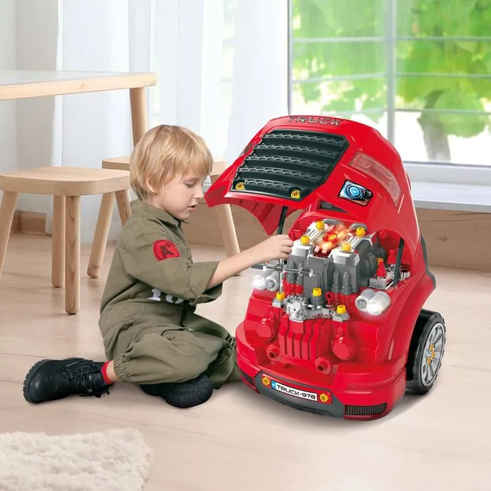HOMCOM - Bloc moteur de voiture - PP - 40x39x47cm - Rouge, Noir-1