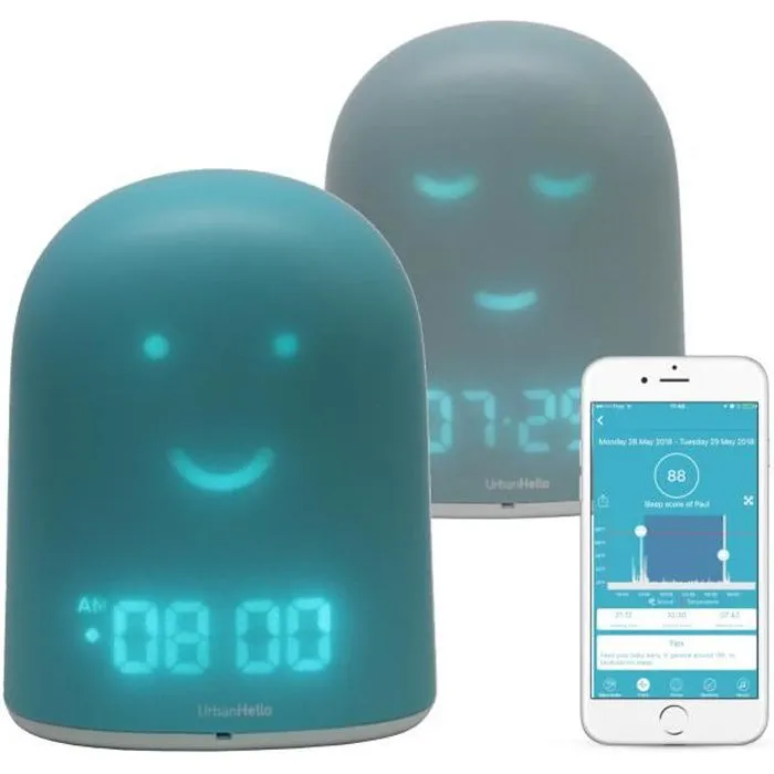 Réveil enfant REMI - Babyphone, veilleuse, berceuse, suivi du sommeil - Bleu-0