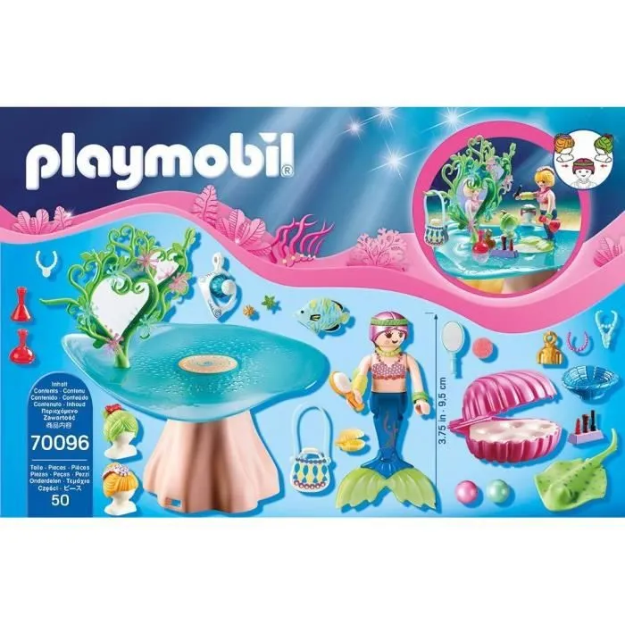 PLAYMOBIL - Magic Les Sirènes - Salon de beauté et sirène avec accessoires de beauté et boîte à perles - 70096-1