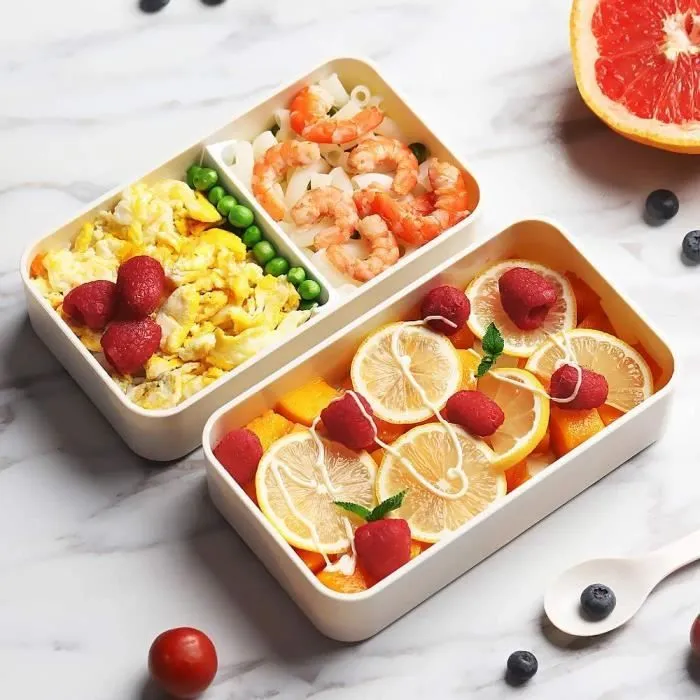Lunch Box, Boîte Bento Japonaise Hermétique 2 Étages, Micro-Ondes, Lave-Vaisselle, Zéro Déchet, sans BPA ,Avec sacoche isotherme-2