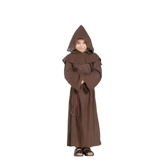 Déguisement Moine Enfant - Disfrazzes - Modèle avec Capuche - Marron Multicolore - Tunique, Capuche et Ceinture-0