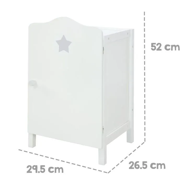 Armoire de Poupée en Bois Stella - ROBA - Penderie et Étagère - Blanc / Motif Étoile-4