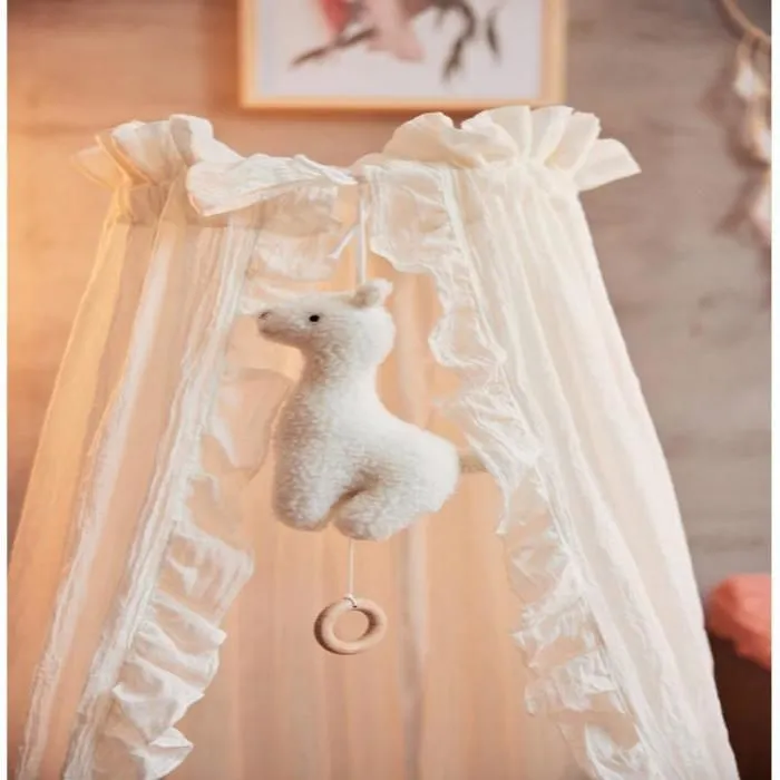 Peluche Musicale Lama Off-White Jollein - Creme - 14 X 7 cm - Bébé - Blanc-1