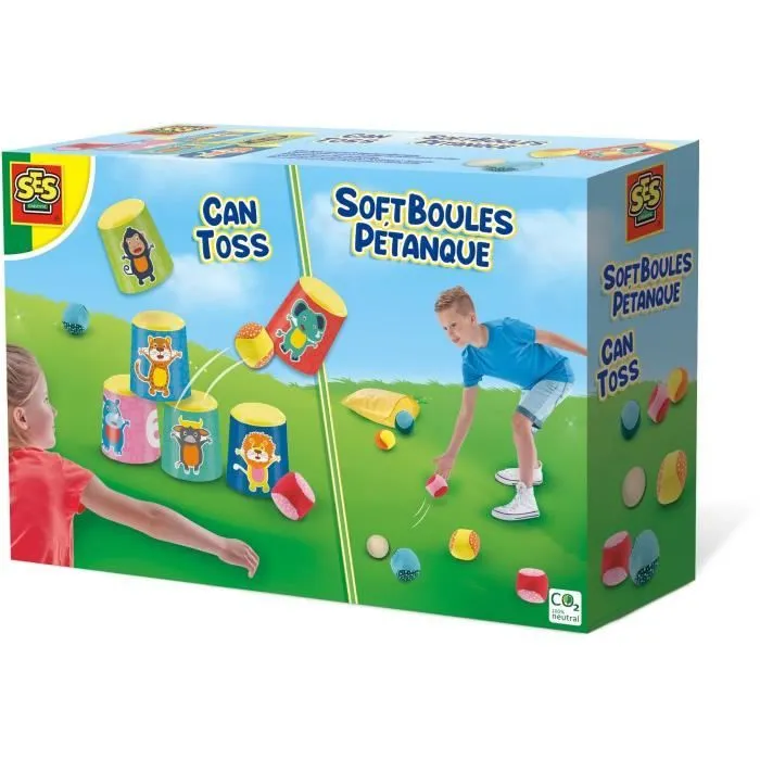 Jeu de canettes et boules souples - SES CREATIVE - Chamboule-tout et pétanque-0