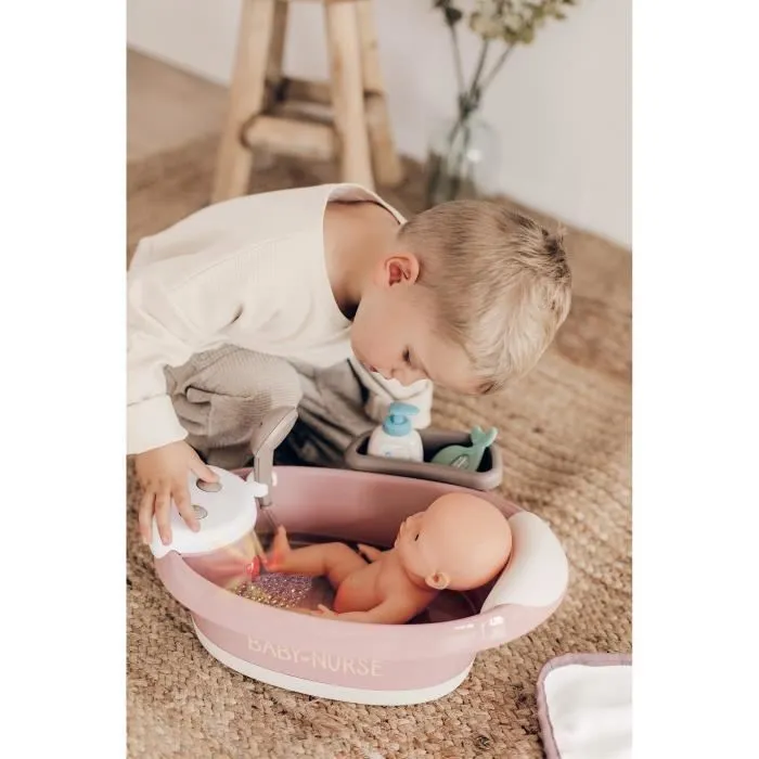 Baignoire balnéo pour poupon jusqu'à 42 cm - Smoby Baby Nurse - Jets d'eau et bulles - Lumières LED - Fabriqué en France-2