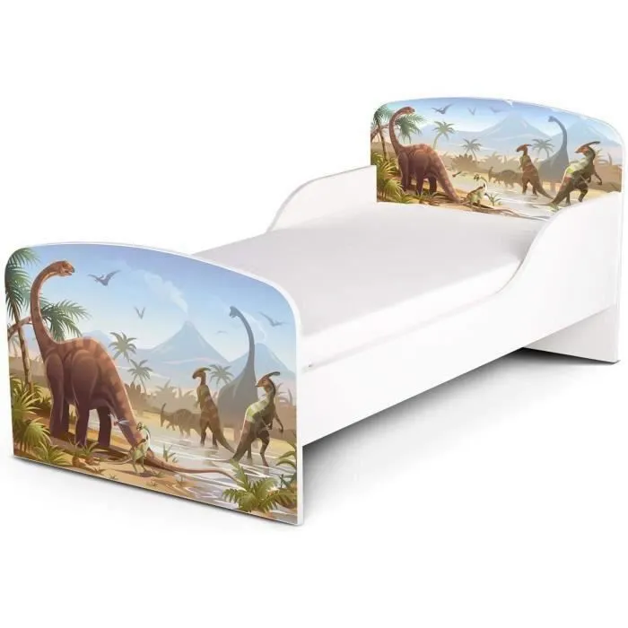 Moderne Lit d'Enfant Toddler motif Dinosaures Jurassic avec matelas-0
