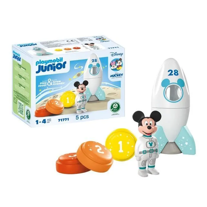 PLAYMOBIL Junior 71771 Mickey astronaute avec sa fusée, Disney, 5 pièces, Dès 12 mois-2