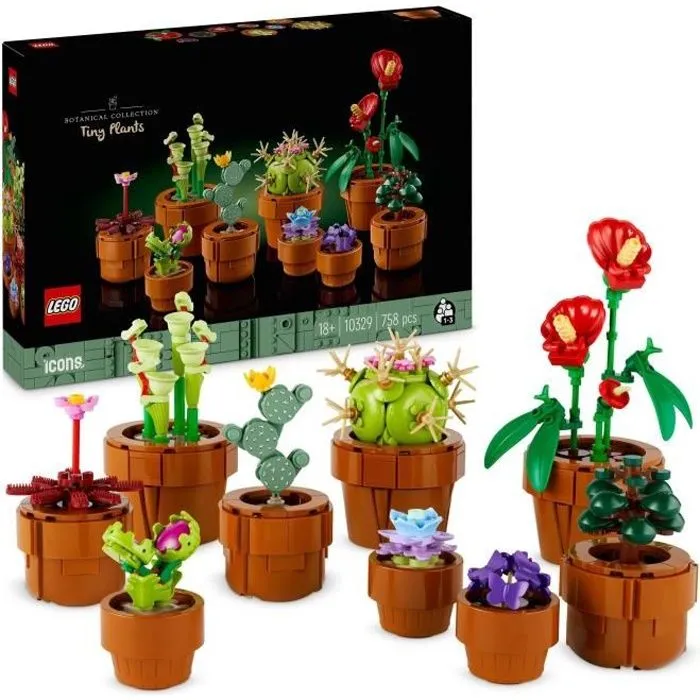 LEGO® Icons 10329 Les Plantes Miniatures, Collection Botanique 9 Plantes Artificielles avec des Fleurs, Décoration d'Intérieur-0
