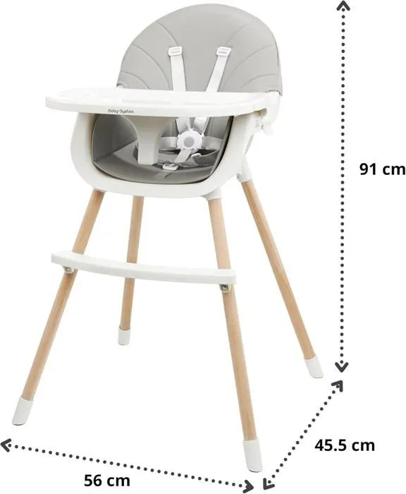 Moby-System Chaise Haute bébé Amelia2- 3 en 1- Enfant de 6 mois à 6 ans- Plateau- Repose Pieds- Ceintures de Sécurité- antidérapants-2