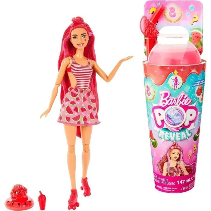 Barbie®-Pop Reveal Série Fruit-Poupée parfum cocktail à la pastèque HNW43-7