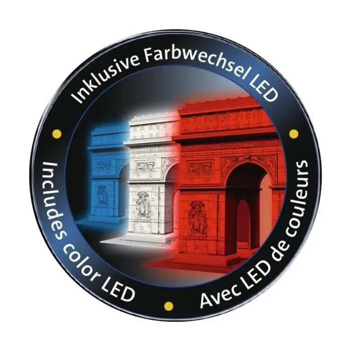 Puzzle 3D Arc de Triomphe illuminé - Ravensburger - 216 pièces - sans colle - avec LEDS couleur - Enfant 8 ans-2