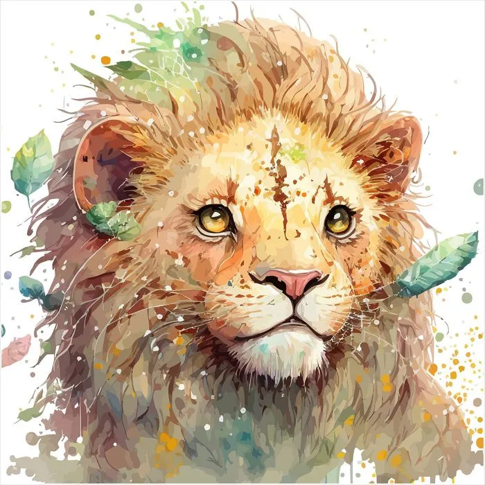 Poster / Affiche carrée Enfants - Lion coloré 3617689722924 - 30x30 cm-1