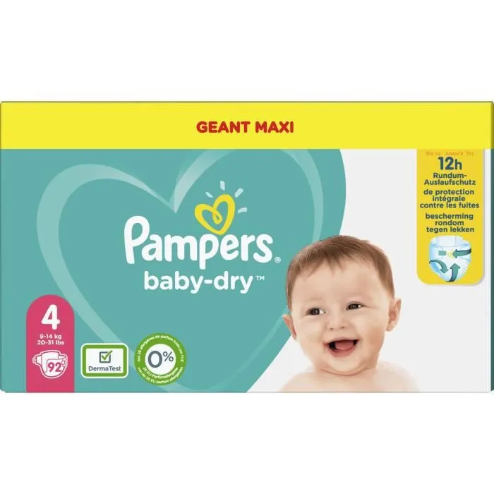 Pampers Baby-Dry Taille 4, 92 Couches-0