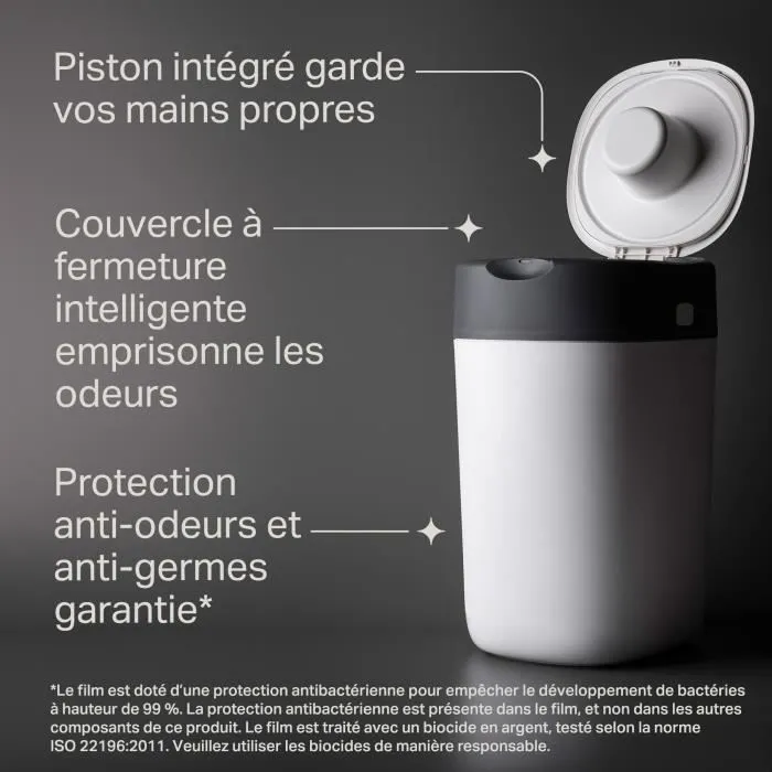 Tommee Tippee - Poubelles à couches - Twist & Click - Anti-Odeurs Anti-Germes - 1 cassette - Film multicouche antibactérien - Blanc-2