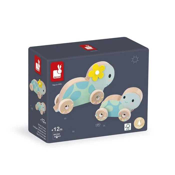 Set de 2 Tortues en Bois - Jouet d'éveil à rouler - jouet éducatif -Dès 1 an-3