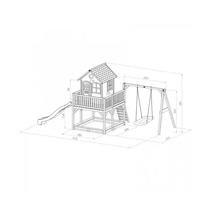 AXI Liam Maison Enfant avec Bac à Sable, Balançoire Nid d’Oiseau Noir & Toboggan Rouge | Aire de Jeux pour l'extérieur-1