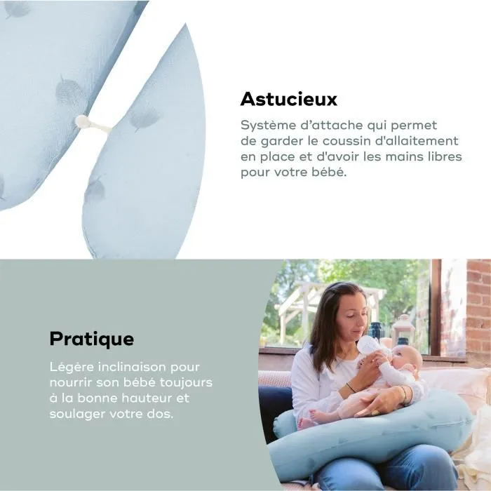 Babymoov B.LOVE Coussin de Maternité & Allaitement avec Remplissage Microbilles ultra-fines - Made in Europe, Bleu-3