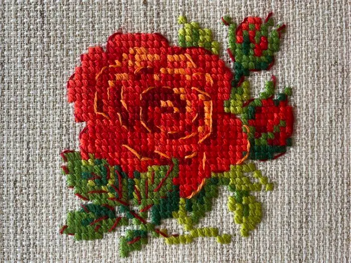 Jeu de mode - couture - stylisme Riolis - 1843 - Kit point de croix - Rose rouge-1