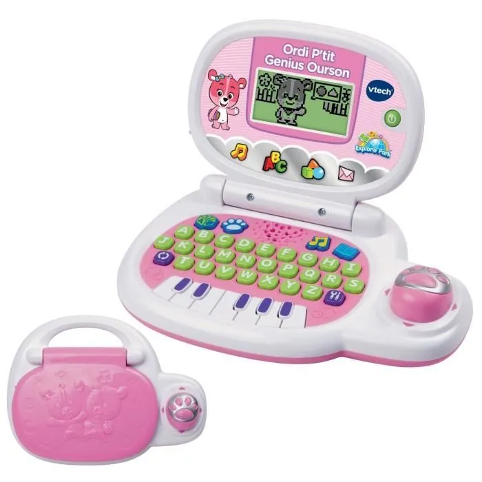 VTECH - Ordi P'tit Genius Ourson Rose - Ordinateur Éducatif Enfant - De 2 à 5 ans-1