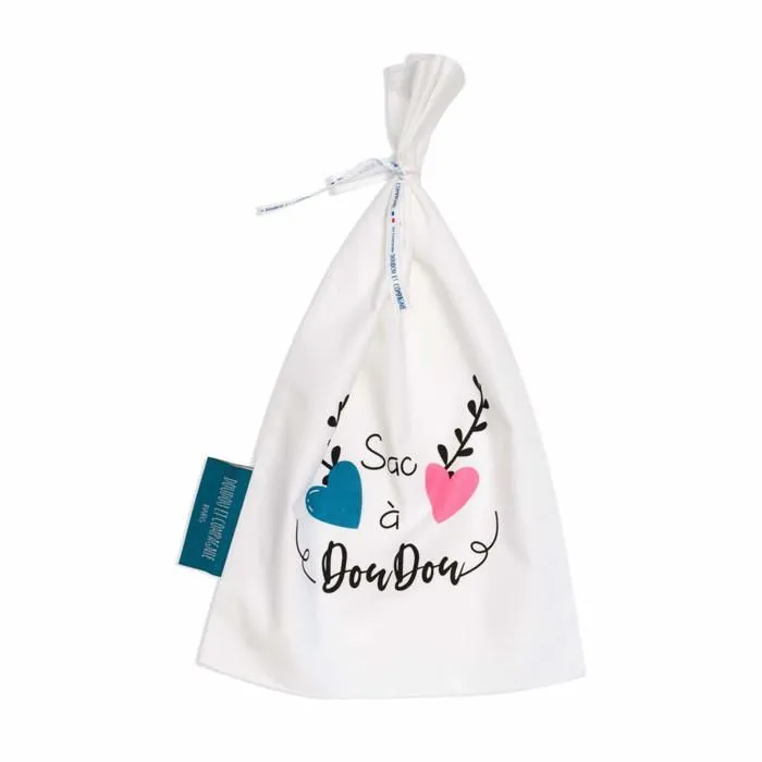 Peluche Doudou et compagnie - DC3765 - Sac A Doudou - Sac Lavage - Sac Coton - Sac Pour Masque - 22 x 35 cm - Blanc-0