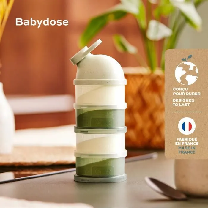 Babymoov Boîtes Doseuses de Lait en Poudre Babydose - Bec verseur ergonomique - Made in France, Vert-1