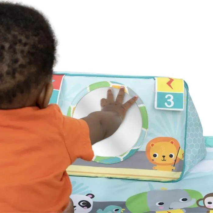 BRIGHT STARTS Tapis d'Eveil Football, Arche de jeu avec jouets Oball détachables, Musique et Lumières, Dimensions : 47 x 74 x 74-4