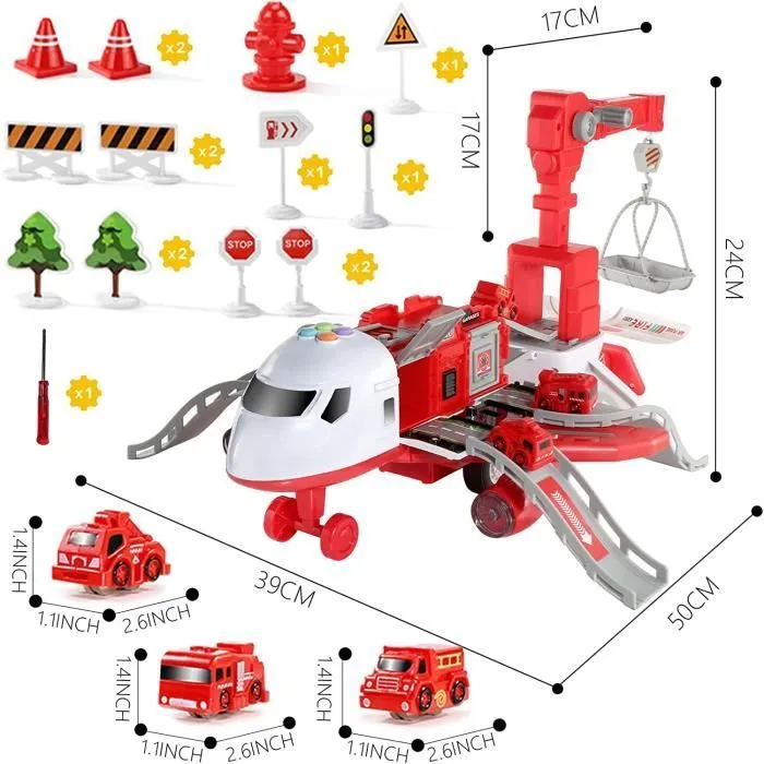 Jouets d'avion pour garçons et filles, Jouets pour tout-petits pour le transport d'avions cargo avec lumières et musique-2