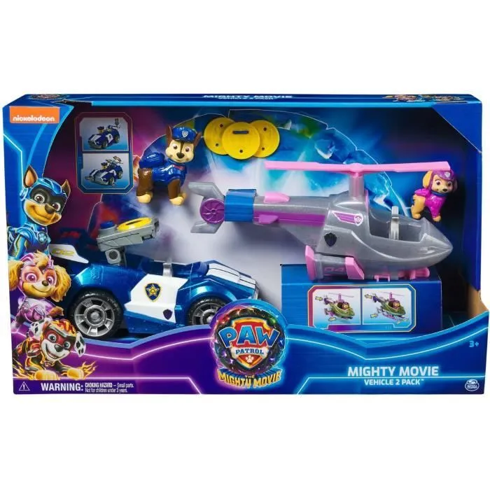 Paw Patrol The Movie 2 Set vehicles movie dog figures Skye Chase 2 pack radio car helicoptere-3