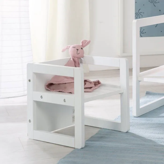 ROBA Tabouret d'Enfant - Style Maison de Campagne - Chaise Réversible à 3 Hauteurs d'Assise - Bois Blanc-1