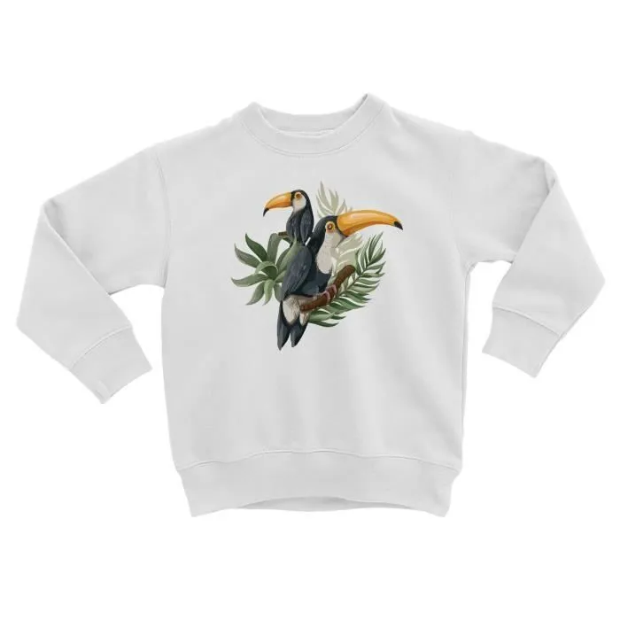 Sweatshirt Enfant Toucan Perché Arbre Tropical Exotique Jungle Oiseau-0