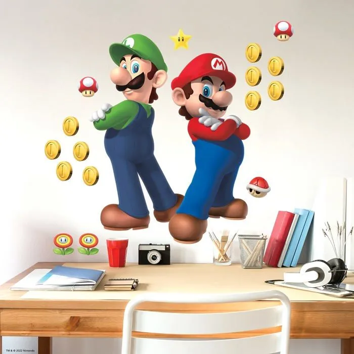Stickers - lettres adhesives Roommates - RMK5223GM - Sticker Geant Super Mario Bros. et Luigi repositionnable-0