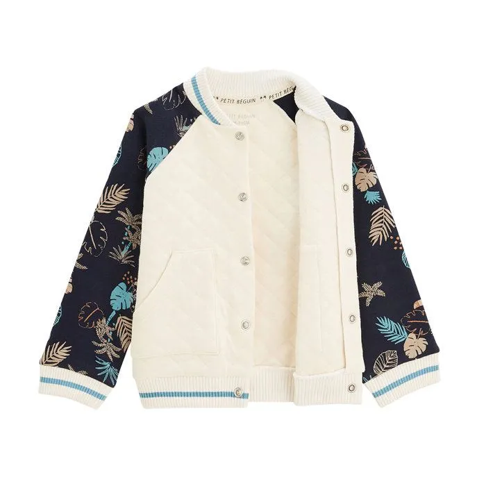 Veste teddy enfant - Manaus - Bicolore écru - Manches imprimées - Effet matelassé - Poches pratiques-3