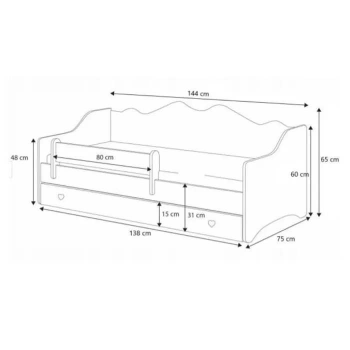 Lit enfant - EMMA - 70x140 - Avec matelas, sommier et tiroir -blanc/gris-1