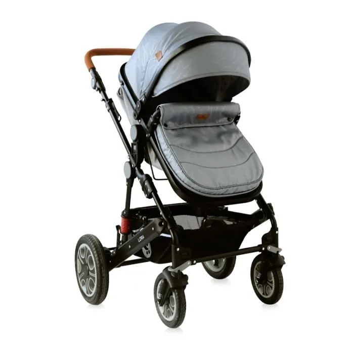 LORELLI Lora - Poussette combinée 2en1 avec couvre jambes et nacelle - Jusqu'à 15Kg - Pliable - Gris/Noir-2