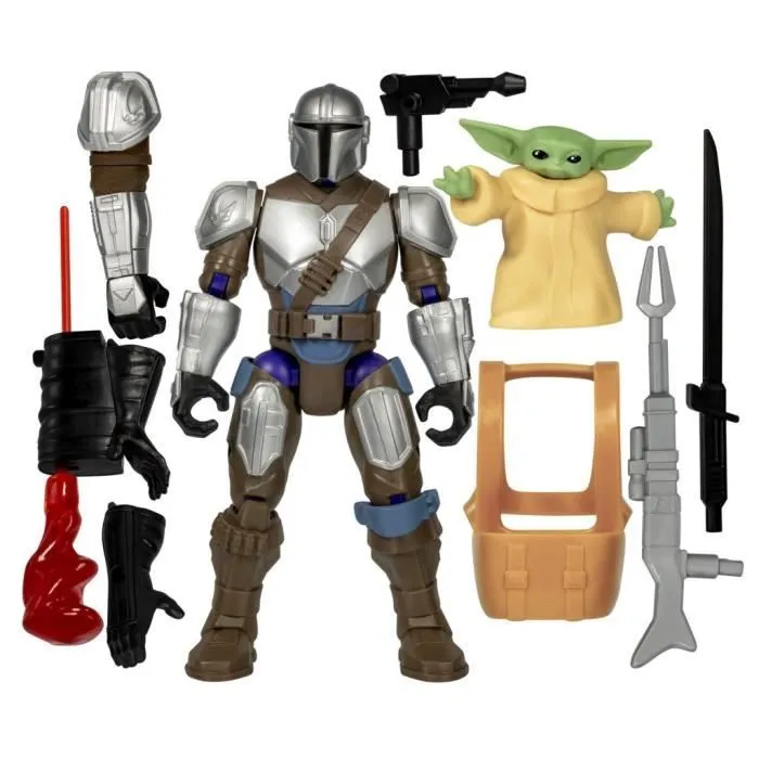 MixMashers Mandalorien et Grogu, figurine deluxe personnalisable à mélanger et combiner avec accessoires, Star Wars, Dès 4 ans-1