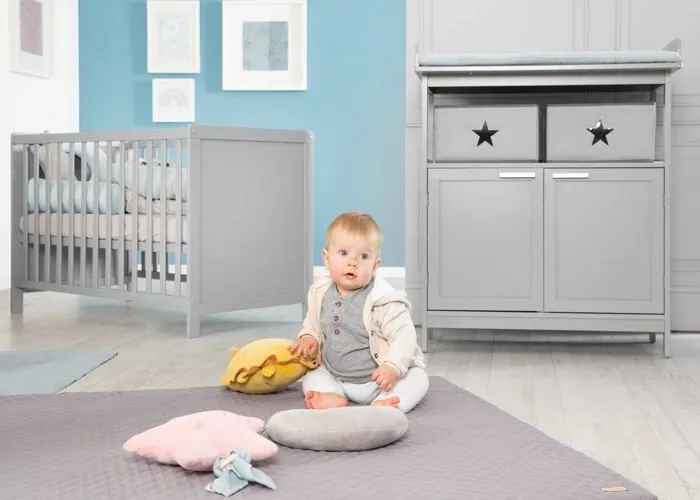 Chambre Bébé Duo Hamburg - ROBA - Lit Bébé 60x120 + Commode à Langer - Gris-4