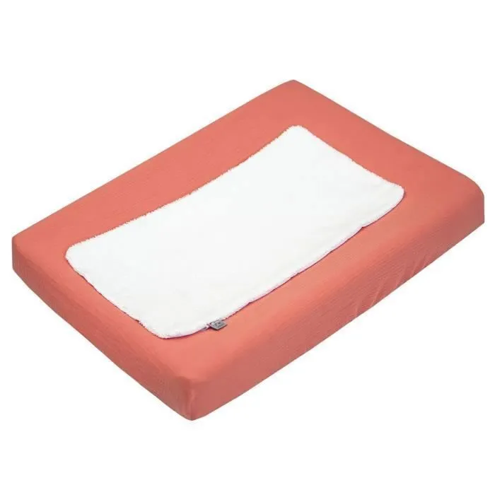 Housse de matelas à langer + tapis de change en bambou Jeanne Terracotta-0
