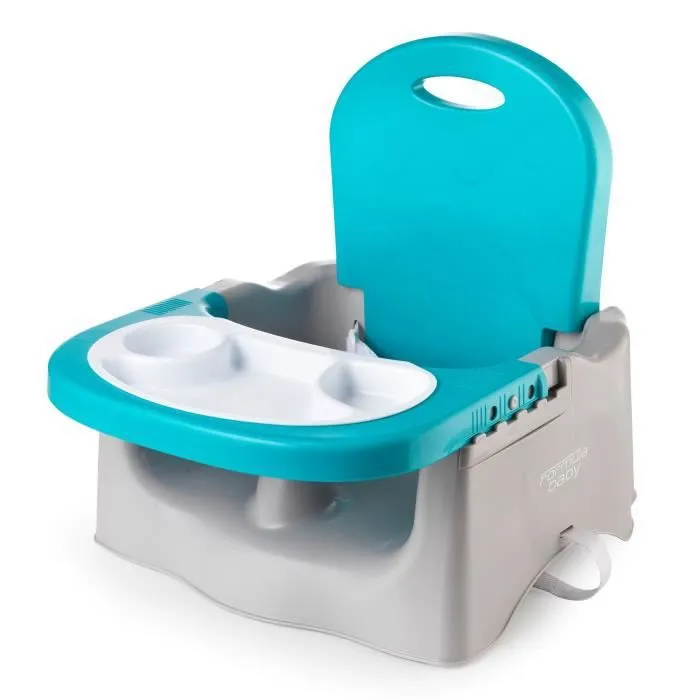 Réhausseur chaise bébé - FORMULA BABY - gris-bleu - plateau réglable et amovible - nettoyage facile-0