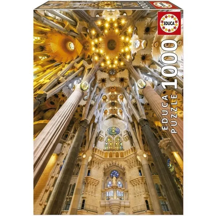 Puzzle 1000 pièces INTÉRIEUR DE LA SAGRADA FAMILIA - Educa - Architecture et monument - Blanc-0