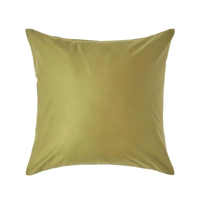 Taie d'oreiller en percale de coton 1000 fils Vert Olive, 60 x 60 cm-0