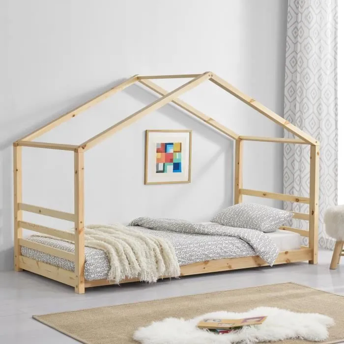 Lit d'enfant Vardø Bois Naturel 206x98x142cm-0
