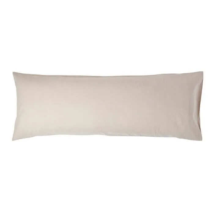 Taie de traversin en lin lavé Beige 50 x 140 cm-0